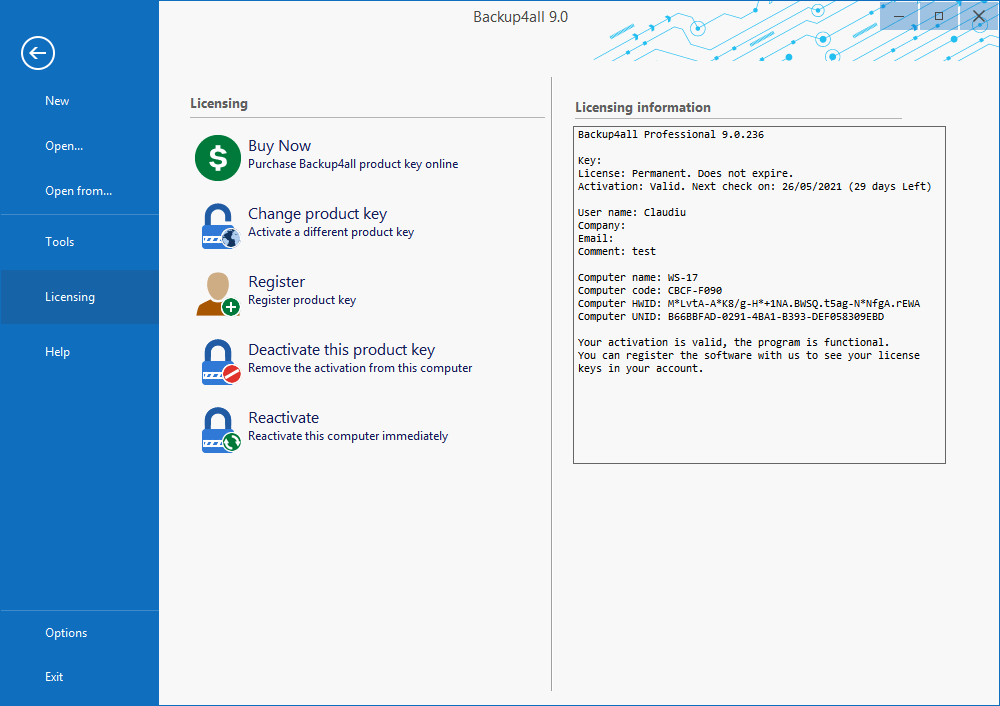 Backup4all Pro License Key