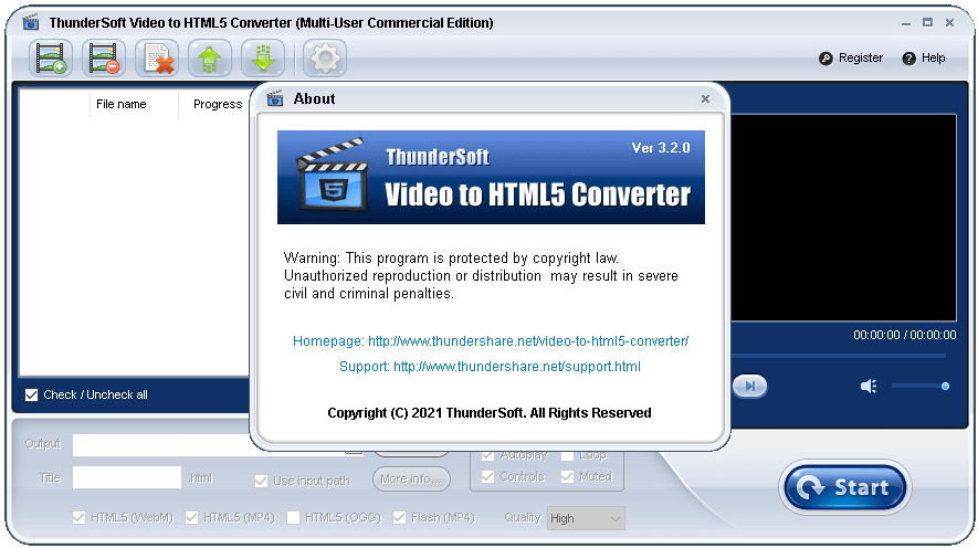 ThunderSoft Video to HTML5 Converter License Key