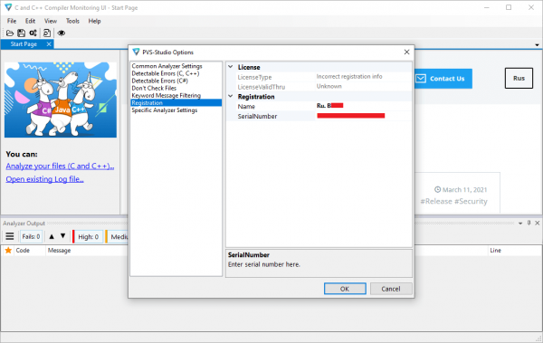 PVS-Studio Serial Key